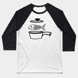 Retro Kitchen Fish Design Baseball T-Shirt
